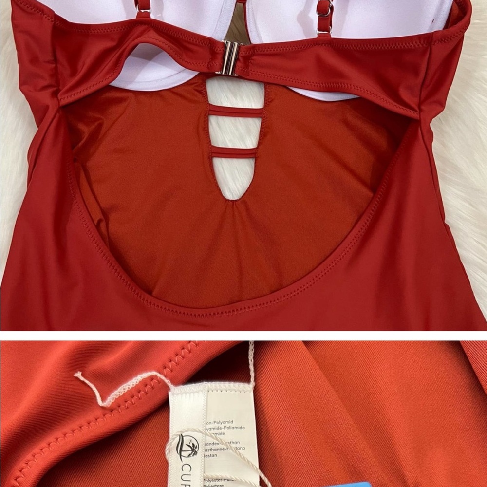Cupshe Eliana Cutout One Piece Bathing Suit Rust Orange NWT XL